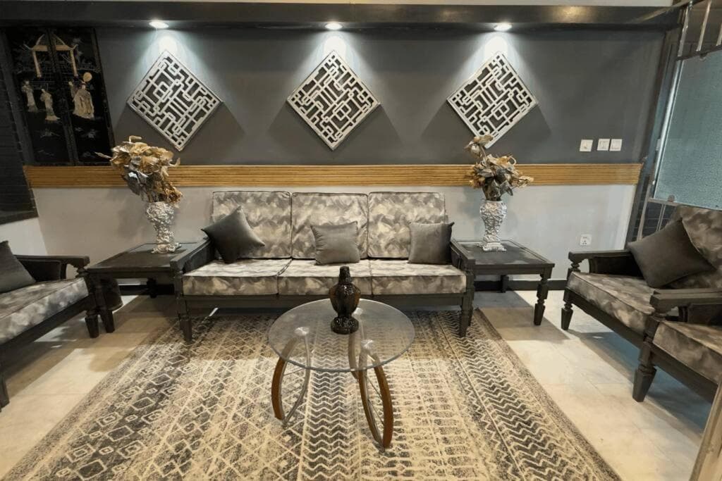 GreenLux Residency shared lounge seating